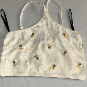Papaya Cream Ribbed Crop Tank Top